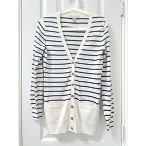 Banana Republic Black White Striped cashmere Cardigan